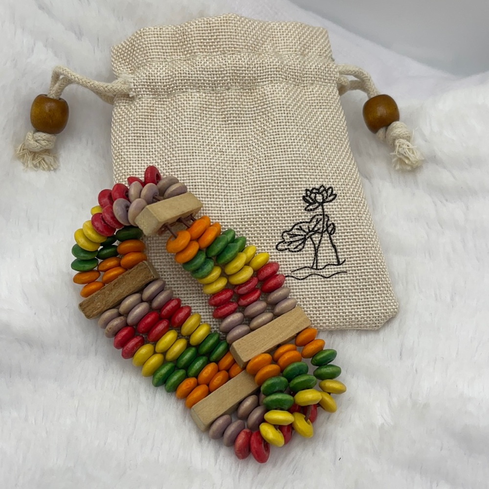 Colorful Rustic AbacusStyle Wooden StretchBracelet